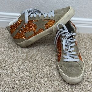 Authentic Golden Goose Mid Star Classic cinnamon glitter and grey suede sz 36